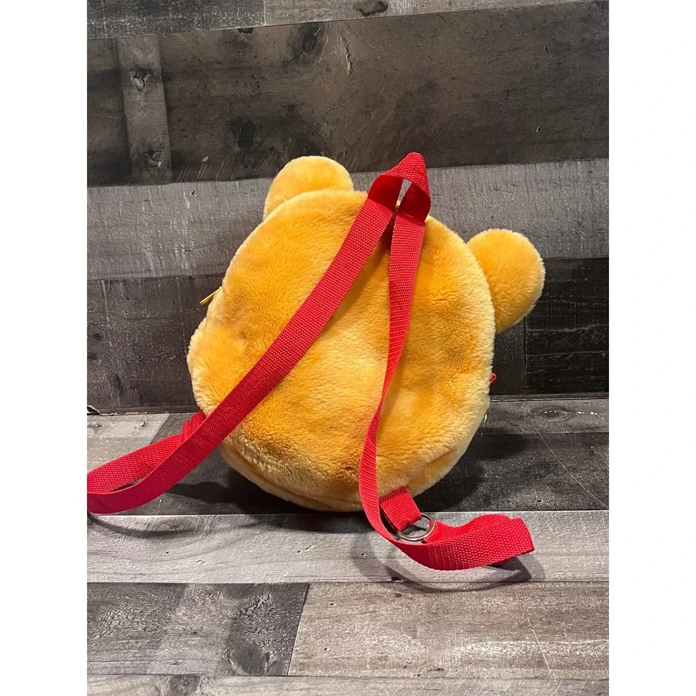 Disney Store Winnie the Pooh Plush Character Head Backpack Yellow Red Straps
